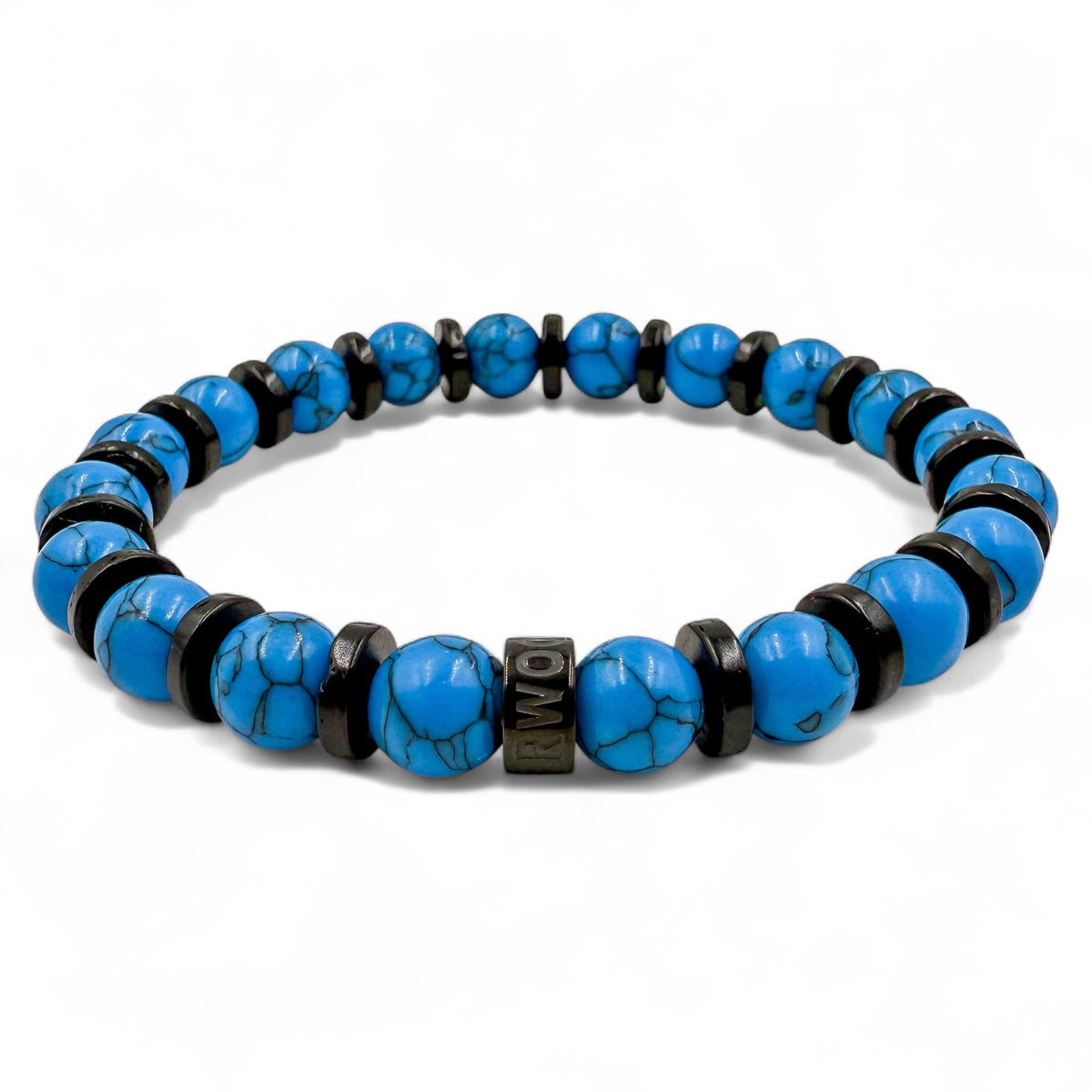 Pulse Blue Horizons blue howlite beaded bracelet, front view