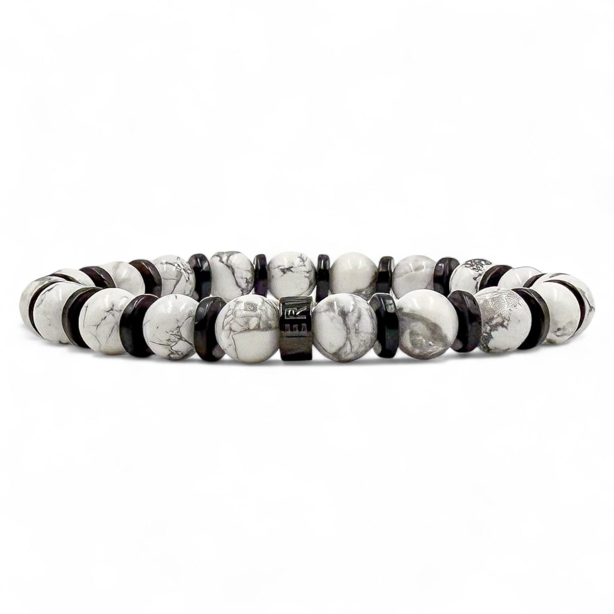 Pulse white howlite and blackwood beaded bracelet, main product photo