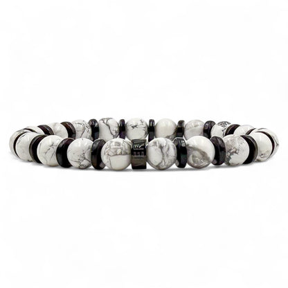 Pulse white howlite and blackwood beaded bracelet, main product photo