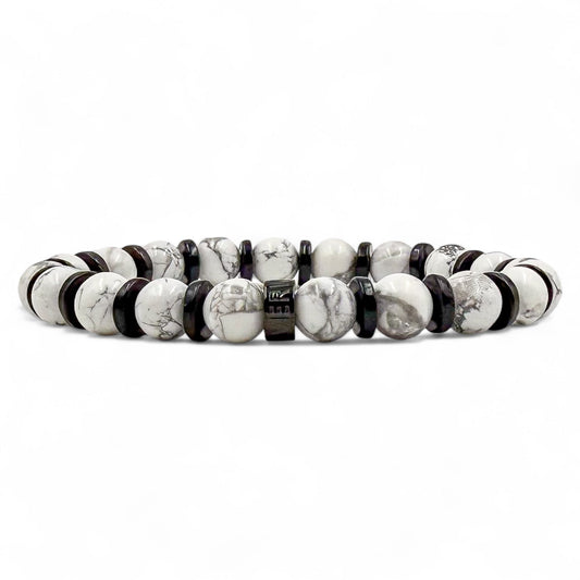 Pulse white howlite and blackwood beaded bracelet, main product photo