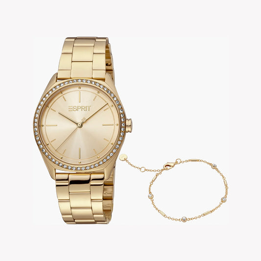 Esprit Women's Gold Stainless Steel Watch, Champagne Dial | Es1l081m0035-0
