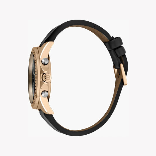 Esprit Men's Black Leather Watch, Black Dial | Es1g066m0025-1