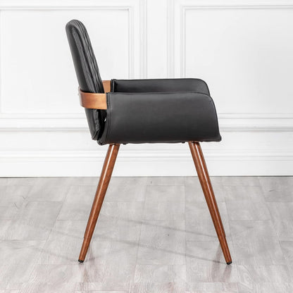 Mid Century Modern Faux Leather Dining Chairs Set 2 Black-4