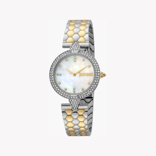Just Cavalli Women's Silver & Gold Watch, White Dial | Jc1l159m0085-1
