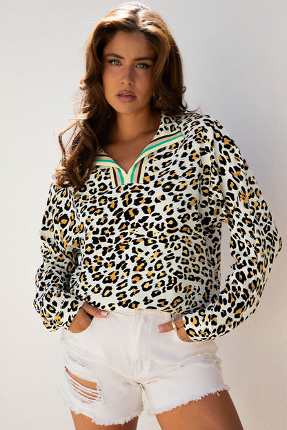 Laurel Leopard V Neck Blouse-0