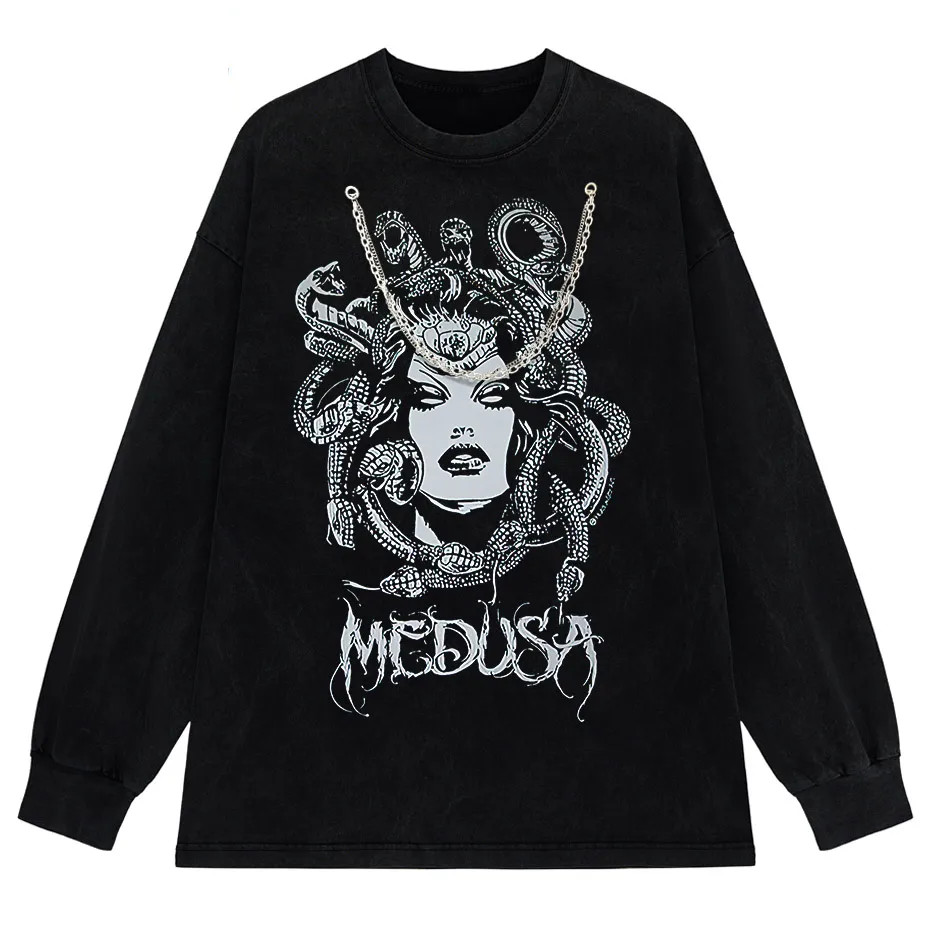 Gothic Dark Graphic T-Shirt Women Oversized Harajuku Punk Streetwear Tee-2