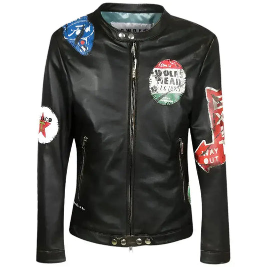 Unisex Fashion Printed Leather Jacket-0