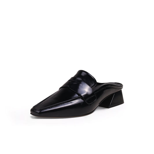Trapezoidal Heel Faux Snakeskin Mules-1