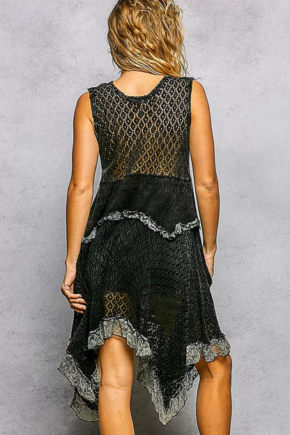 POL Texture Lace Ruffled Sleeveless Dress-3