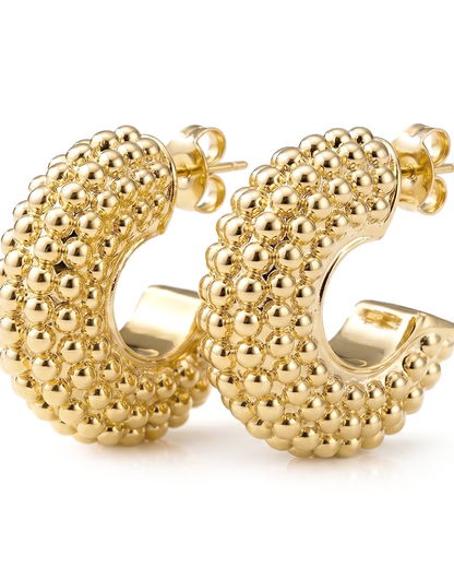 Fernanda Chunky Beaded Hoop Earrings Gold-0