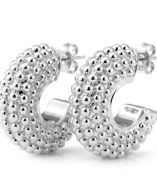 Fernanda Chunky Beaded Hoop Earrings Gold-1