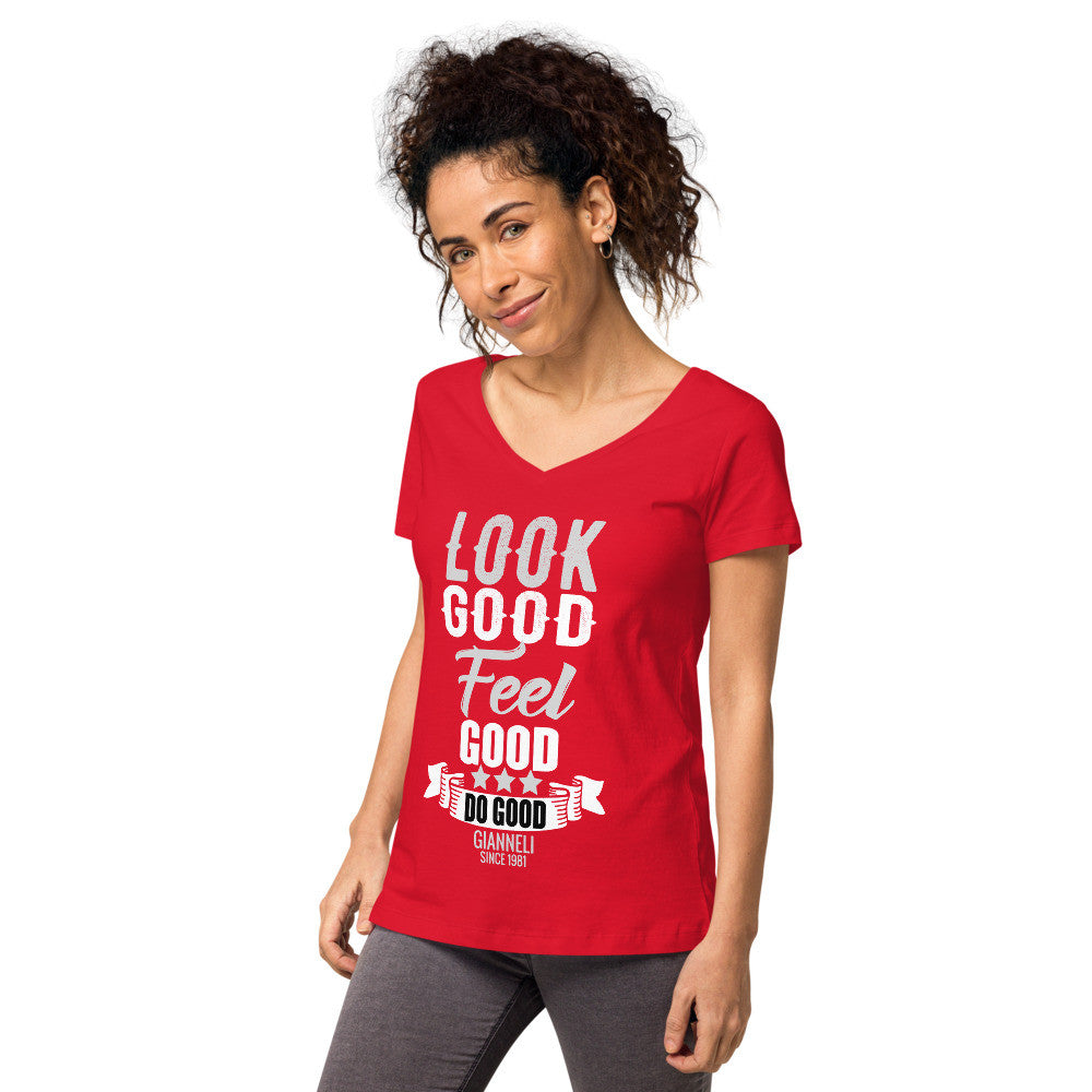 LOOK GOOD Women’s Fitted V-neck T-shirt by Gianneli-12