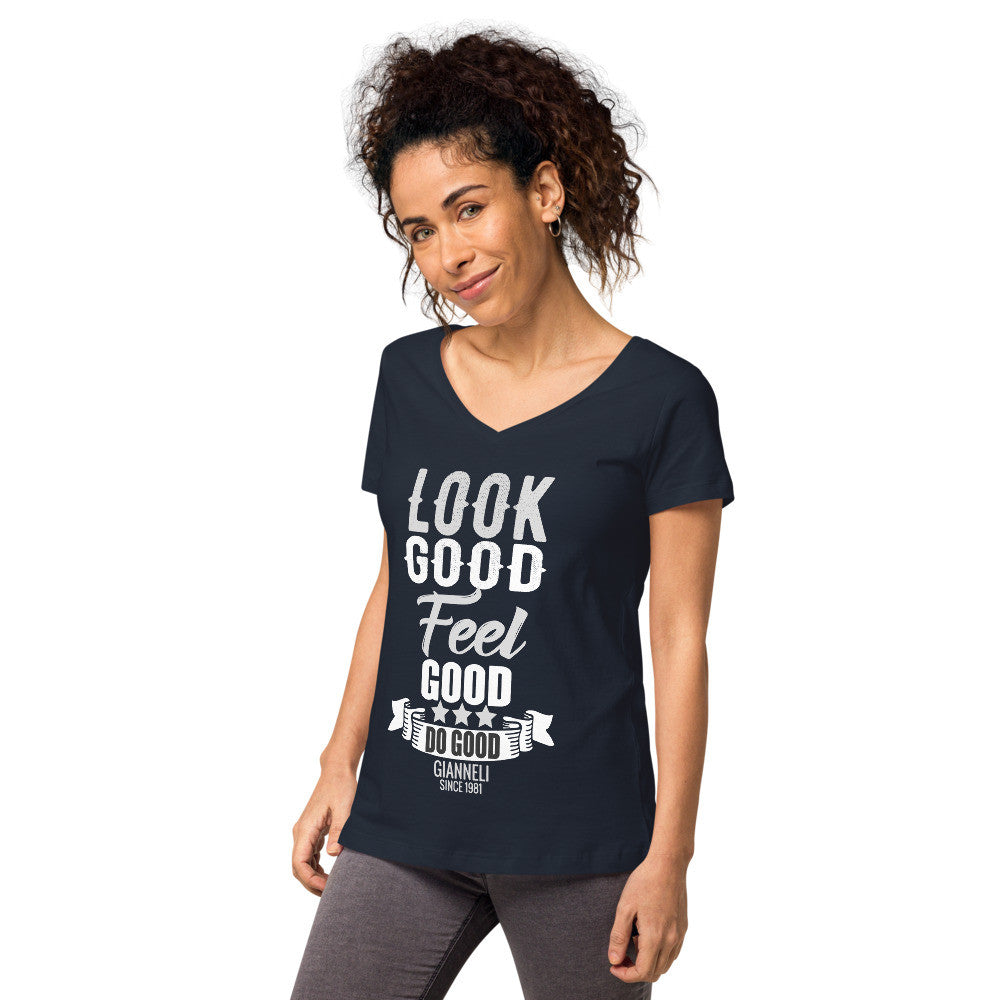LOOK GOOD Women’s Fitted V-neck T-shirt by Gianneli-8