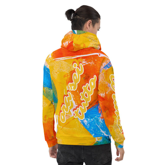 Aysire unisex hoodie with soft brushed fleece and vibrant printed design, featuring a relaxed fit and colorful artwork.