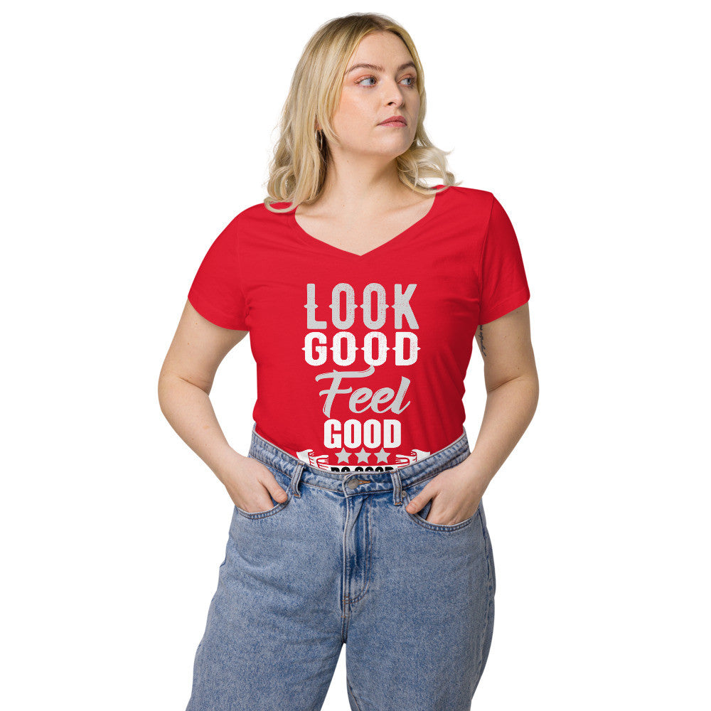 LOOK GOOD Women’s Fitted V-neck T-shirt by Gianneli-1
