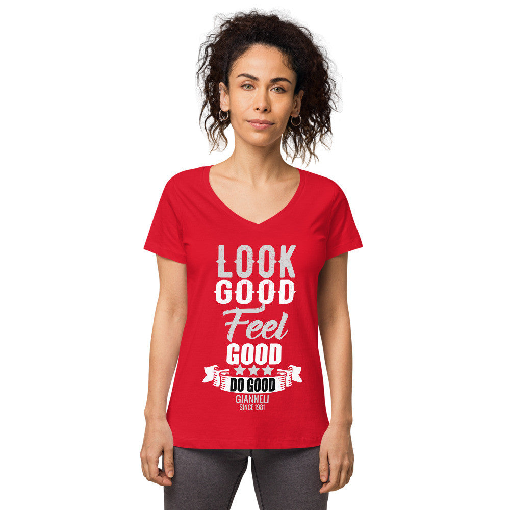 LOOK GOOD Women’s Fitted V-neck T-shirt by Gianneli-9