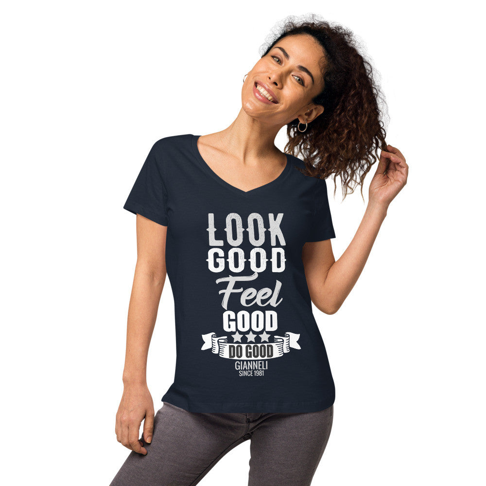 LOOK GOOD Women’s Fitted V-neck T-shirt by Gianneli-6