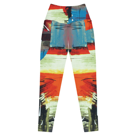 A pair of black high-waisted Aysire Just Colours leggings with side pockets and UPF 50+ sun protection.