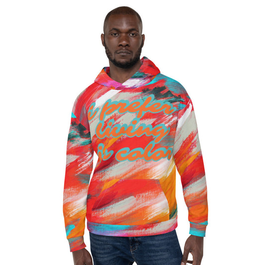 Unisex Aysire fleece hoodie with vibrant graphic print, featuring a cozy, soft fabric and bold colorful design.
