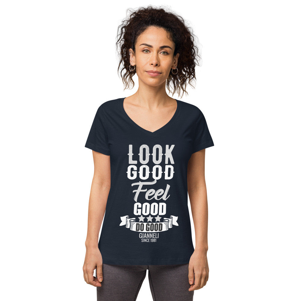 LOOK GOOD Women’s Fitted V-neck T-shirt by Gianneli-5