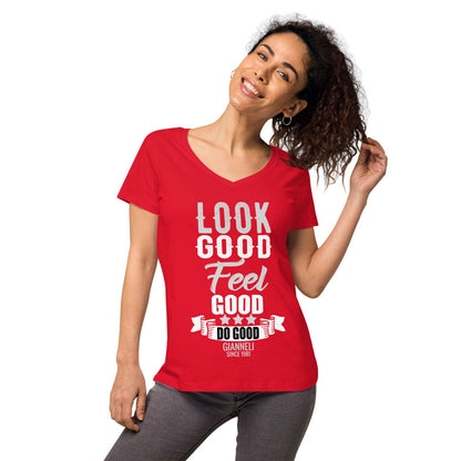 LOOK GOOD Women’s Fitted V-neck T-shirt by Gianneli-10