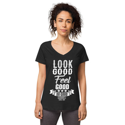LOOK GOOD Women’s Fitted V-neck T-shirt by Gianneli-2