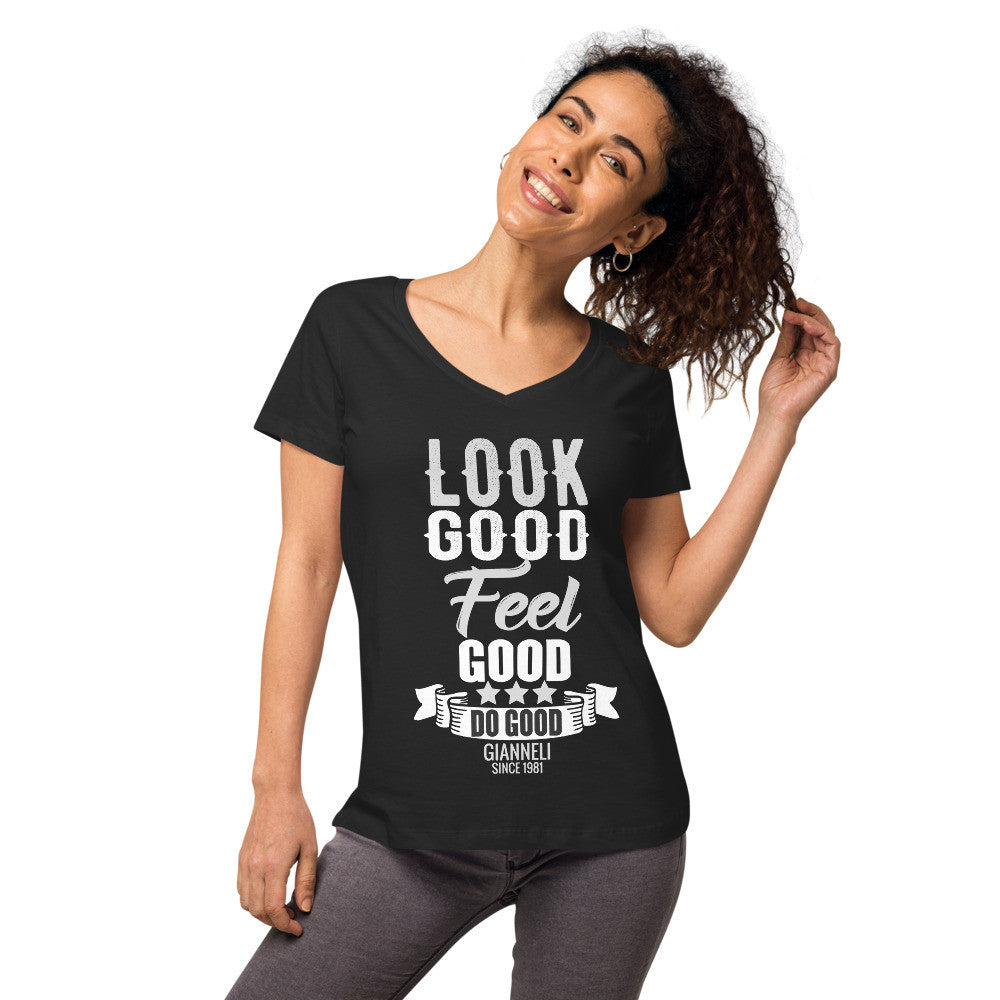 LOOK GOOD Women’s Fitted V-neck T-shirt by Gianneli-0