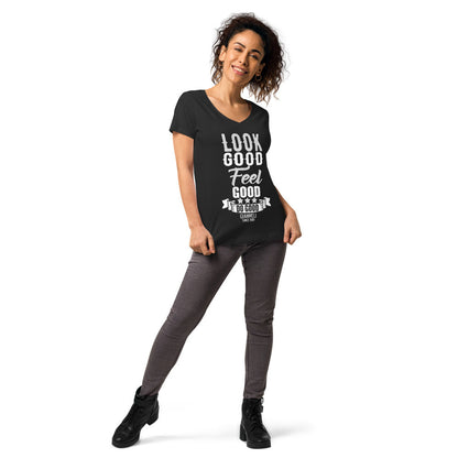 LOOK GOOD Women’s Fitted V-neck T-shirt by Gianneli-3
