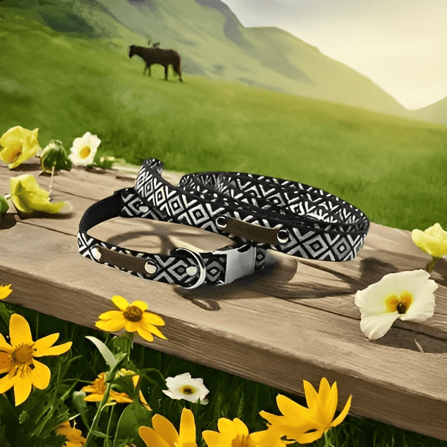 Finnigan's Wanderlust Whisker-Wearer Dog Collar Set🐾-1