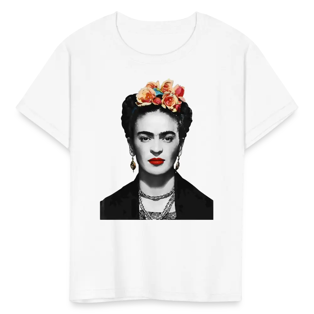 Frida Kahlo with Flowers Portrait artwork t-shirt-10