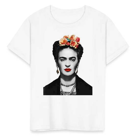 Frida Kahlo with Flowers Portrait artwork t-shirt-10