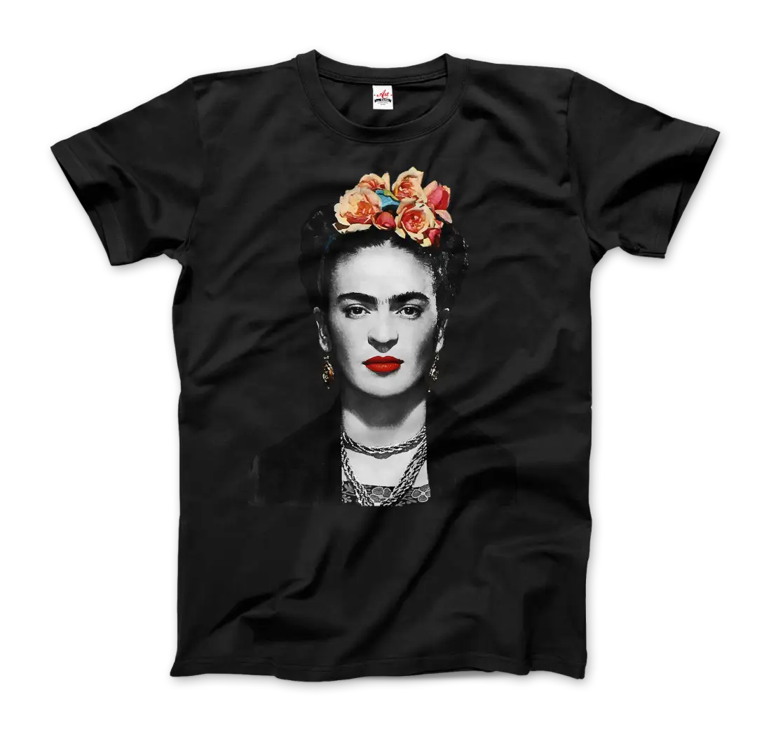 Frida Kahlo with Flowers Portrait artwork t-shirt-4