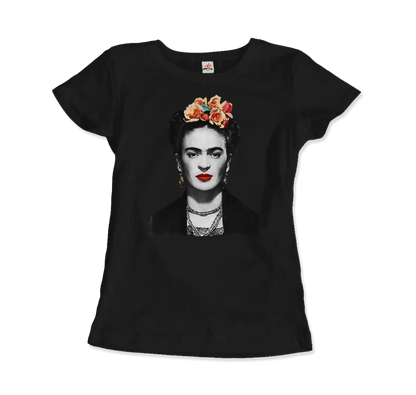 Frida Kahlo with Flowers Portrait artwork t-shirt-7