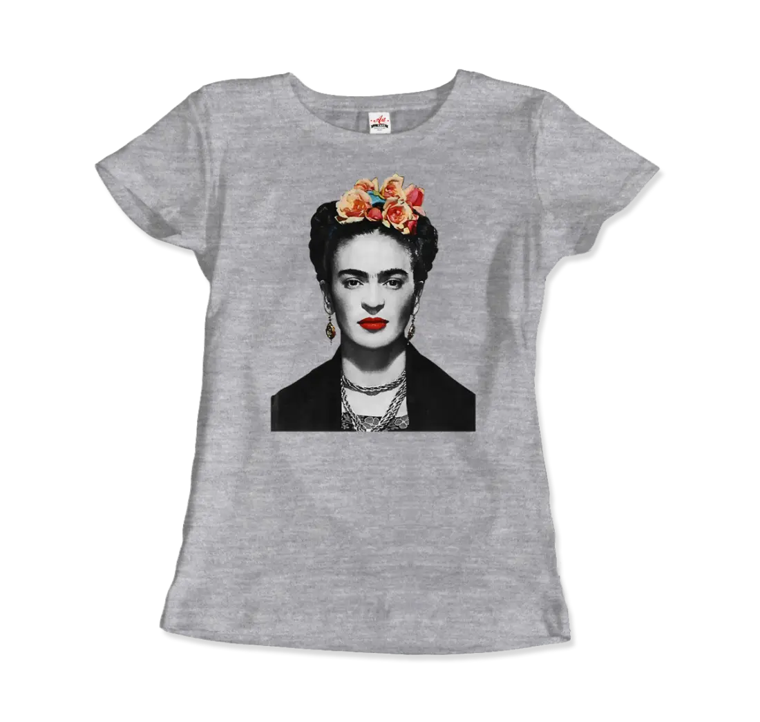 Frida Kahlo with Flowers Portrait artwork t-shirt-8