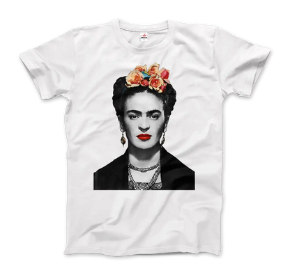 Frida Kahlo with Flowers Portrait artwork t-shirt-0