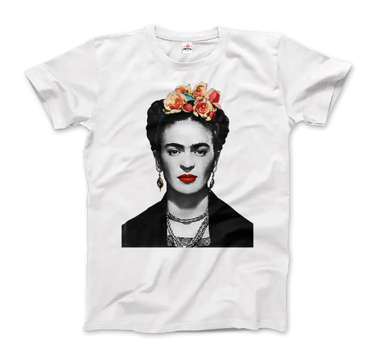 Frida Kahlo with Flowers Portrait artwork t-shirt-0