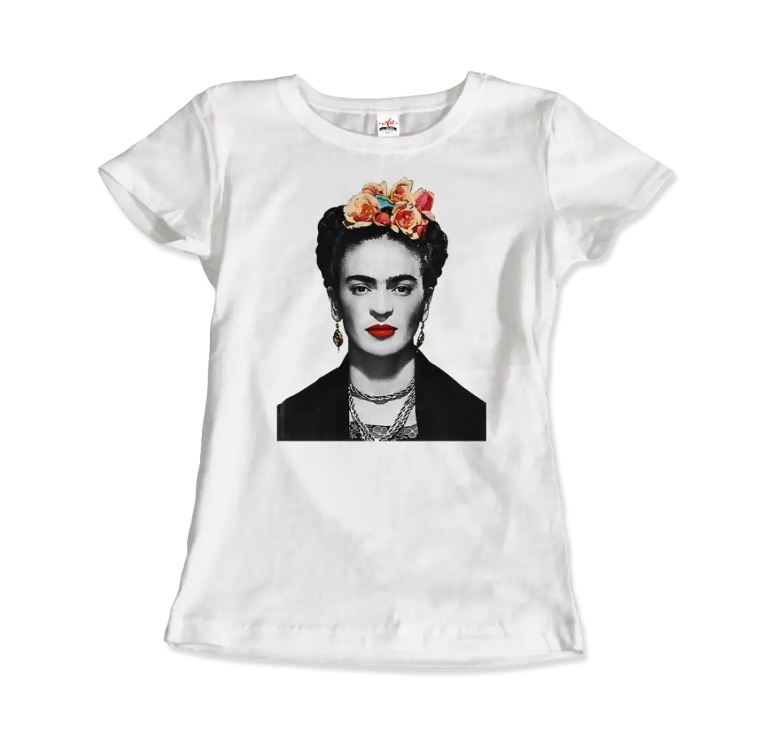 Frida Kahlo with Flowers Portrait artwork t-shirt-2