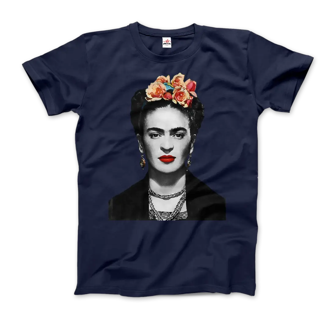 Frida Kahlo with Flowers Portrait artwork t-shirt-6