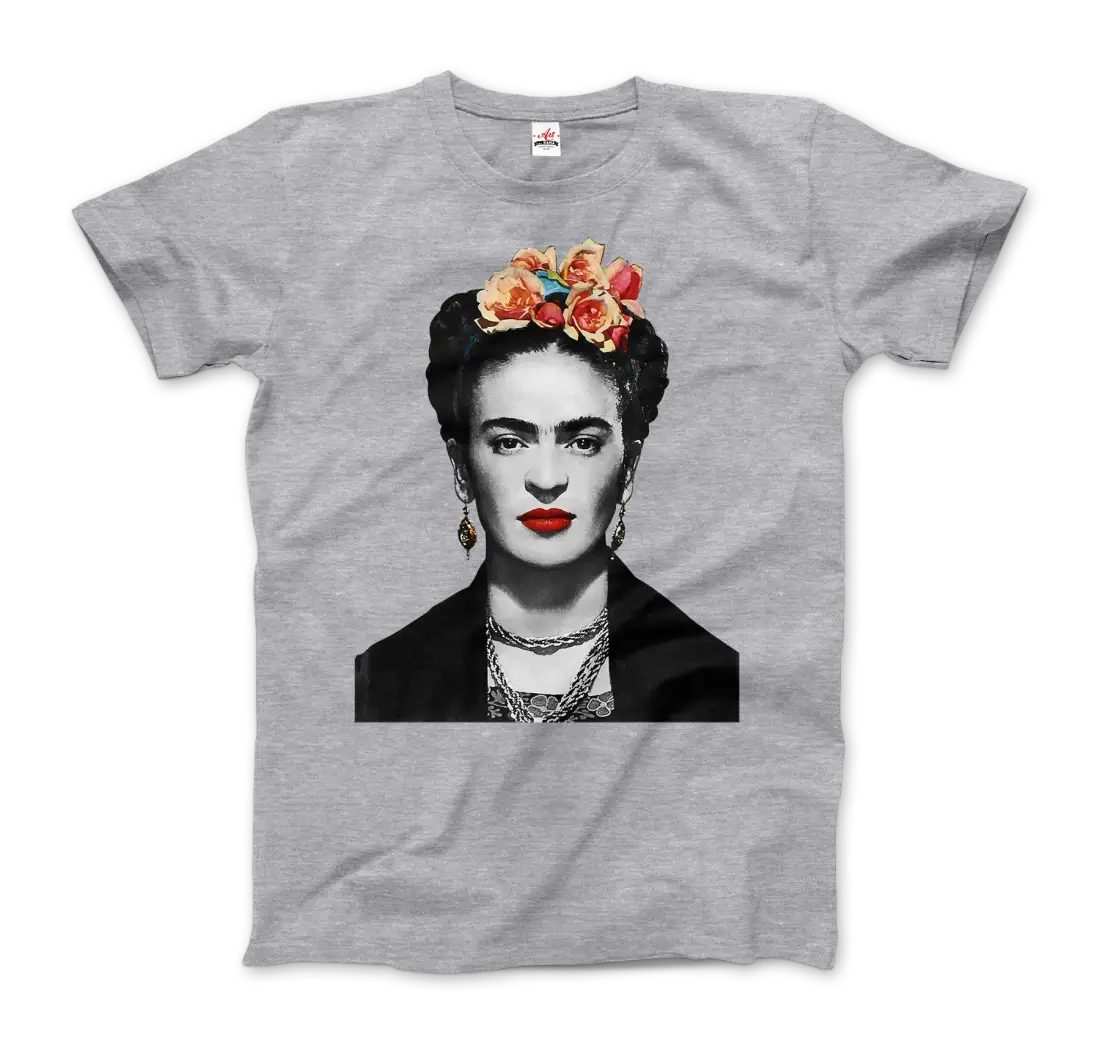 Frida Kahlo with Flowers Portrait artwork t-shirt-5