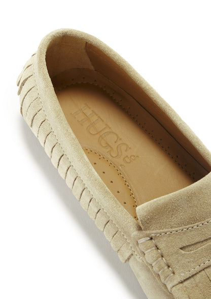 Women's Fringed Driving Loafers, taupe suede-3