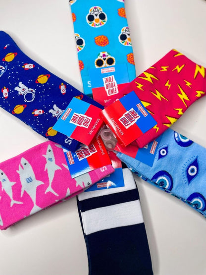 Fun Unisex Novelty Crew Stocking Stuffer Socks Bundle | 6 Pack-0
