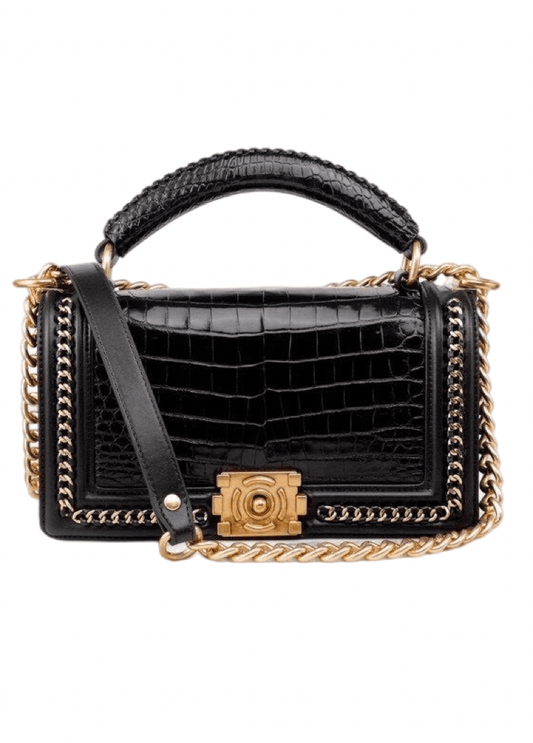 Genuine Crocodile Leather Top Handle Cross Body Flap Chain Bag-0