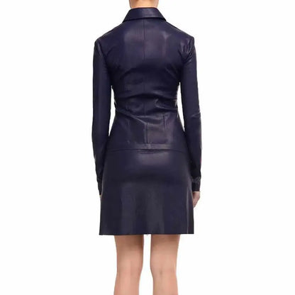 Women’s Genuine Leather Elegant Mini Party Dress-1