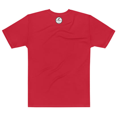 Break The Rules men's tee in red, with the wording set large inside a bordered panel.