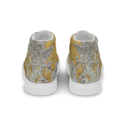 Men's Clochard Grunge high top canvas sneaker in gold and gray marbled print.
