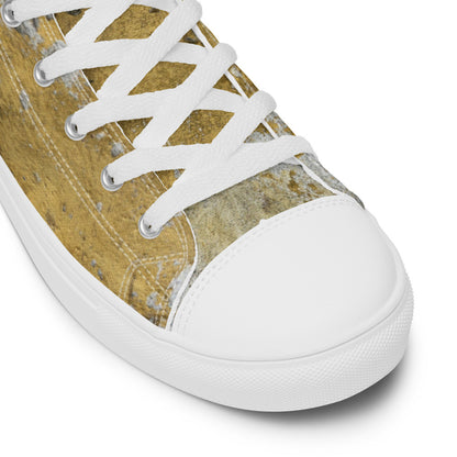 Men's Clochard Grunge high top canvas sneaker in gold and gray marbled print.