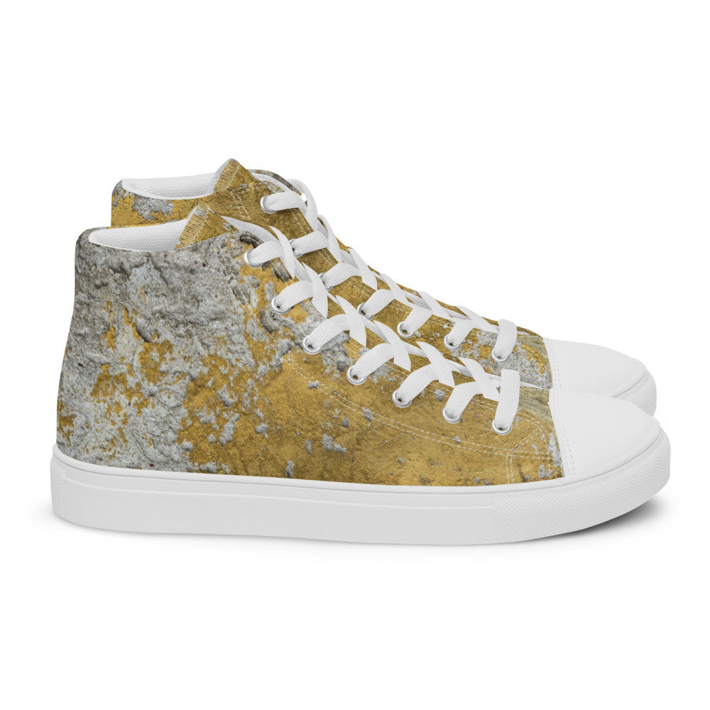 Men's Clochard Grunge high top canvas sneaker in gold and gray marbled print.