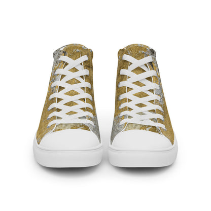 Men's Clochard Grunge high top canvas sneaker in gold and gray marbled print.