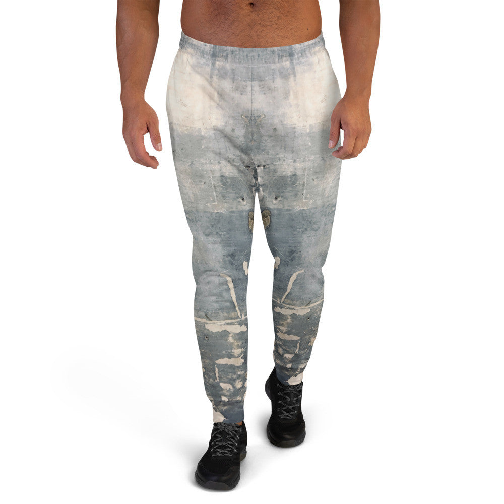 Clochard Grunge men's joggers in a weathered gray print, with a drawstring waist.