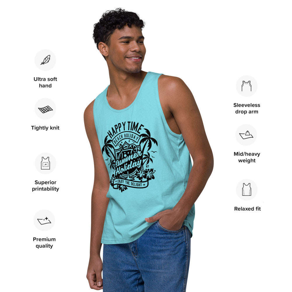 Happy Time men's cotton tank top with a printed graphic on the chest, relaxed cut.